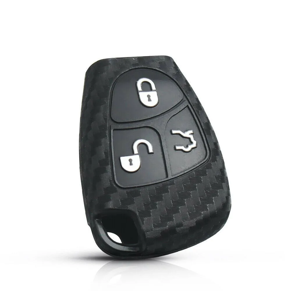 

Carbon Fiber Black Key Fob Case Cover For Mercedes For Benz W203 W204 W211 B C E ML S CLK CL Remote Key Silicone Cover