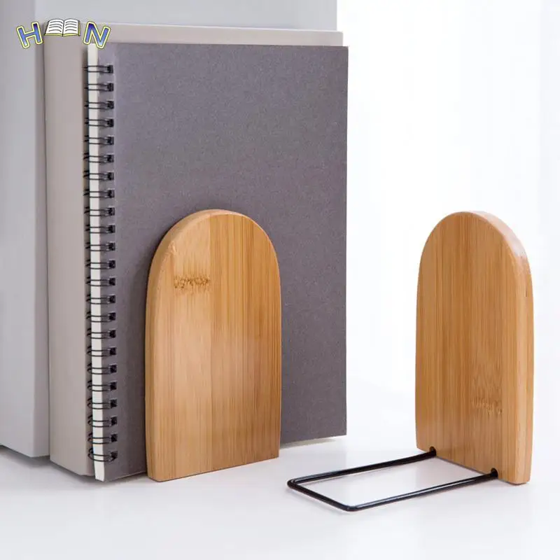 

Hot sale Nature Bamboo Desktop Organizer Bookends Book Ends Stand Holder Shelf Bookrack Office Accessories