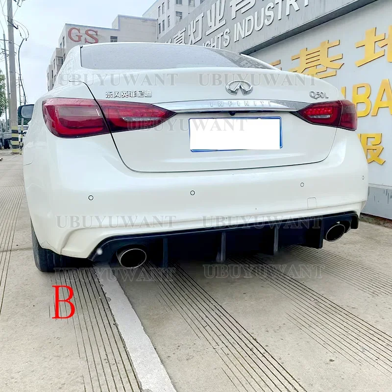 

High Quality Car Rear Bumper Diffuser Lip Spoiler with Led Brake Light For Infiniti Q50 Q50L 2018-2023 Chassis Deflector Guard