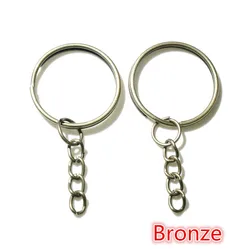 Set of 20 Stylish Gold & Silver Plated Keychains with 25mm Rings (Bronze)