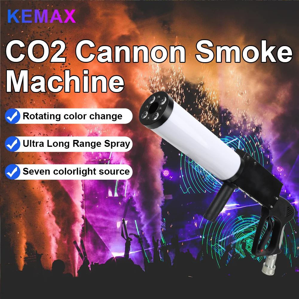 Ручка LED Co2 Cannon DJ Party Co2 Dj Fog Jet зі спіральним RGB Fog Gun Stage Effect Smoke Machine для нічного клубу Весільна дискотека