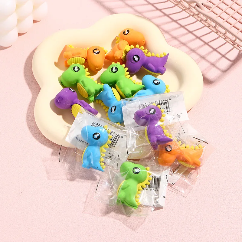 3Pcs/Lot Kawaii Cartoon Dinosaur Pencil Erasers 3D Creative Eraser Rubber for Kids Children Student School Stationery Wholesale 3