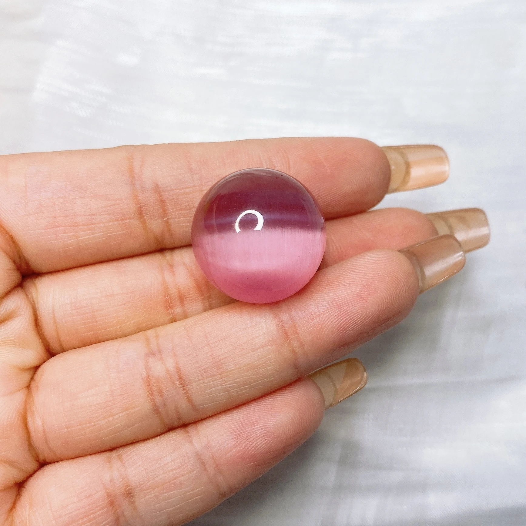 特大 ピンクキャッツアイ クリスタルボール宝石球 20cm 台座付き 20