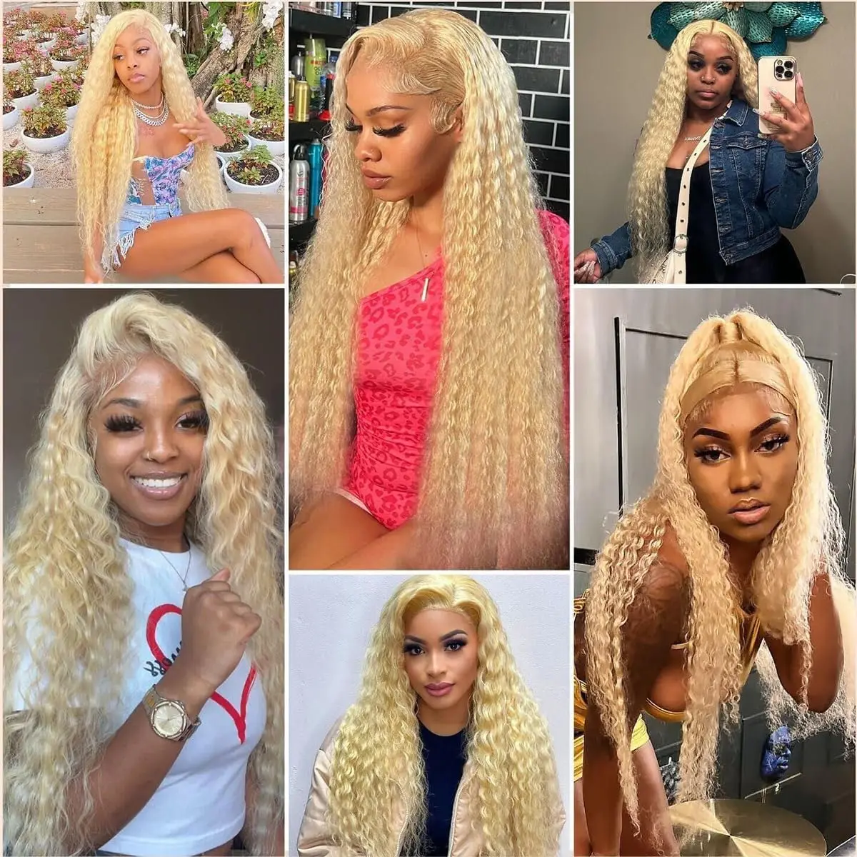 3/4 Bundles with Lace Closure 613# Blonde Jerry Curly Human Hair Bunldes with T Part Lace Closure Human Hair Weave Extension 6
