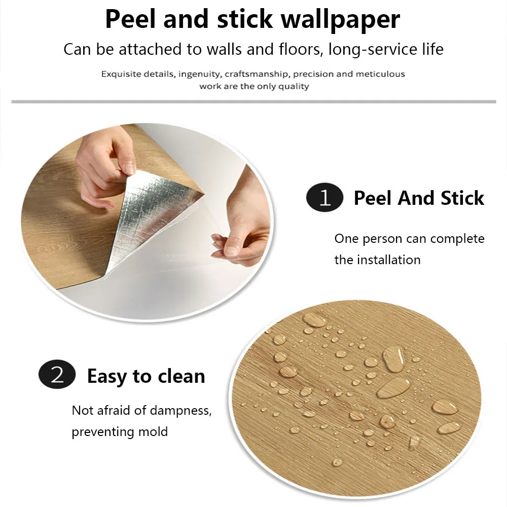 3D Wood Grain Peel And Stick Wallpaper, Self-Adhesive Flooring, Waterproof, mould proof Floor Tiles, Anti-Slip 5
