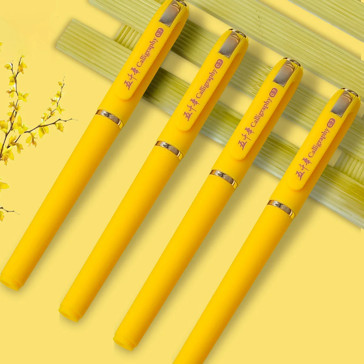 3/6pcs Not erasable yellow smoothly black Gel Pen 1.0mm Metal pen clip For Student School Supplies Back-to-school season