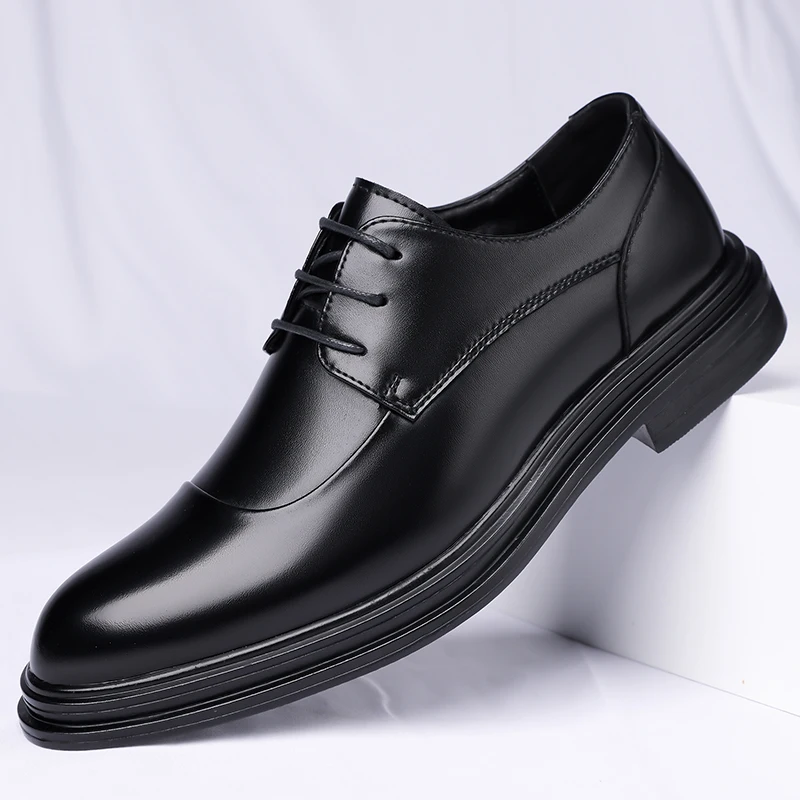 Leather Shoes for Men Inside Increase Business Formal Thick Sole High-grade Shoes British Style Breathable Casual for Men