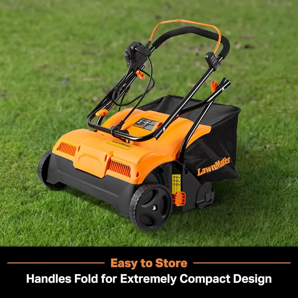 16&rdquo; 13 Amp Electric Dethatcher and Scarifier 12 Gallon Collection Bag