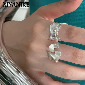 XIYANIKE Hip Hop Irregular Twist Cuff Finger Rings For Women Girl Punk Fashion New Jewelry Friend Gift Party anillos mujer 1