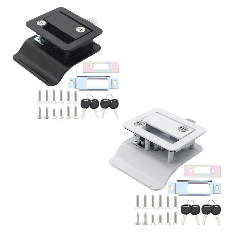

RV Door Lock Replacement Double Open Door + Deadbolt Computer Key Door Handle Black