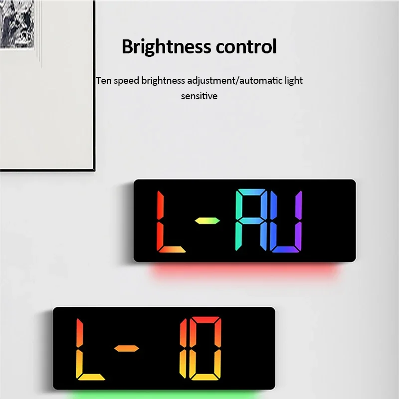 Colorful Digital Alarm Clock RGB Large Wall Clock 12/24H Remote Control Brightness Adjustment Multifunctional LED Wall wall clock digital wall clock