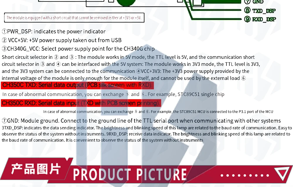EGBO USB zu TTL Konverter UART Modul CH340G CH340 3,3V 5V Schalter Typ-C Stecker Buchse USB-A – Detail 23