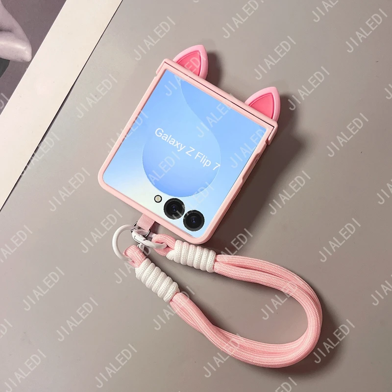 Cute Cat Ears Hinge Phone case For Samsung Galaxy Z Flip 7 thumbnail 7