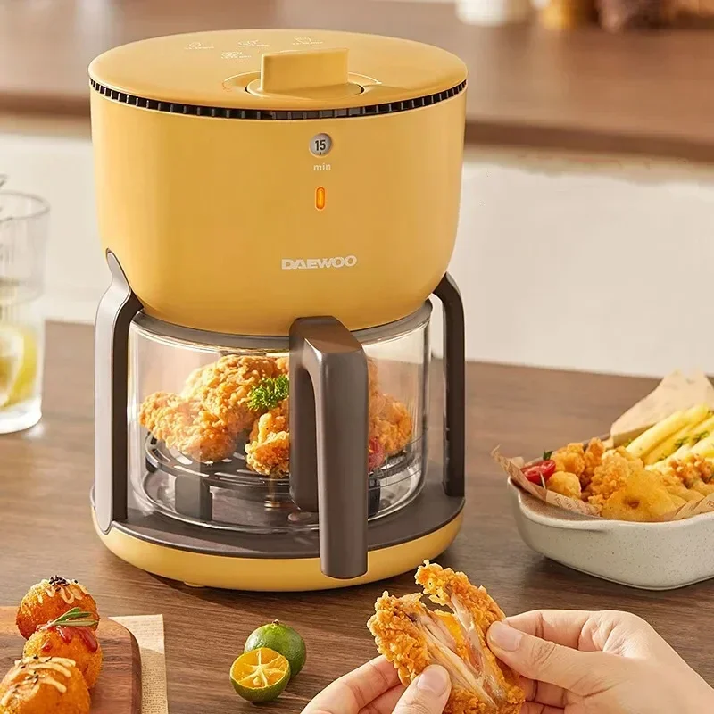 DAEWOO Air Fryer 2L Oil Free Low Fat Kitchen Airfryer Health Cooking Non-stick Glass Potato Chip Machine Electric Airfryers 220V 3