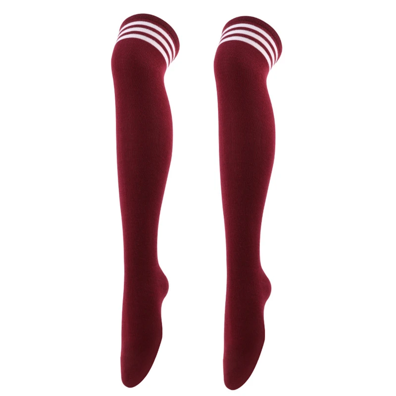 Chic Black/White Striped Over Knee Thigh High Socks