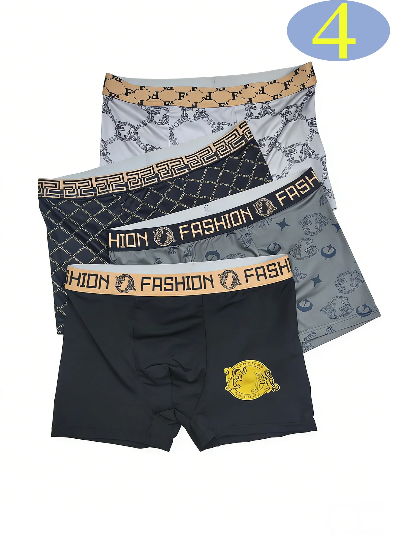 Trendy ve şık bir stil ve kişiselleştirilmiş desenlerle konfor sağlayan 4'lü baskılı boxer külot seti