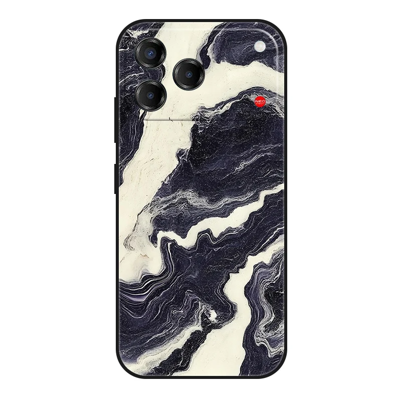 Marble Painted Soft Matte Silicone Back Cover - Elegant Design Case