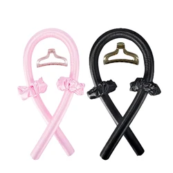 Women's Heatless Hair Curling Headband (Pink Black)