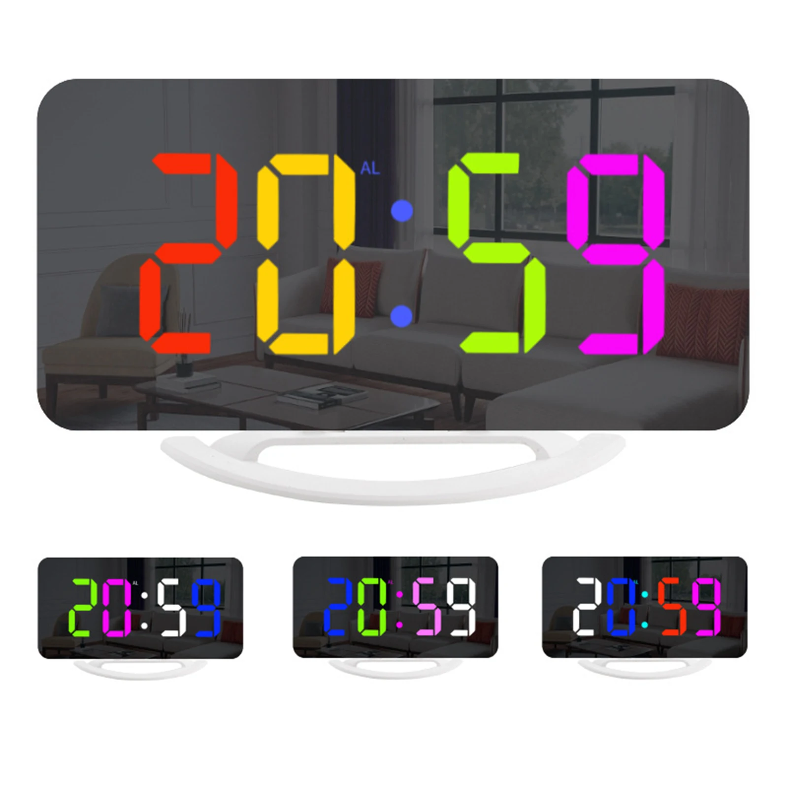 

Digital Alarm Clock Large Screen Snooze Alarm Clock RGB Automatic Light Sensitive Dual USB Output Electronic Clock