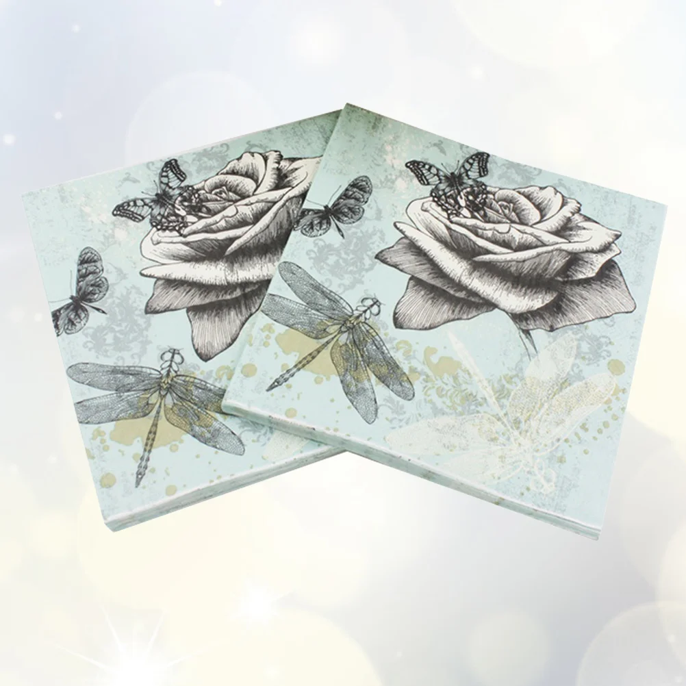 Christmas Paper Napkins 20 PCS Hand Towel Handkerchiefs Dinner Disposable Dragonfly Decoupage paper napkins