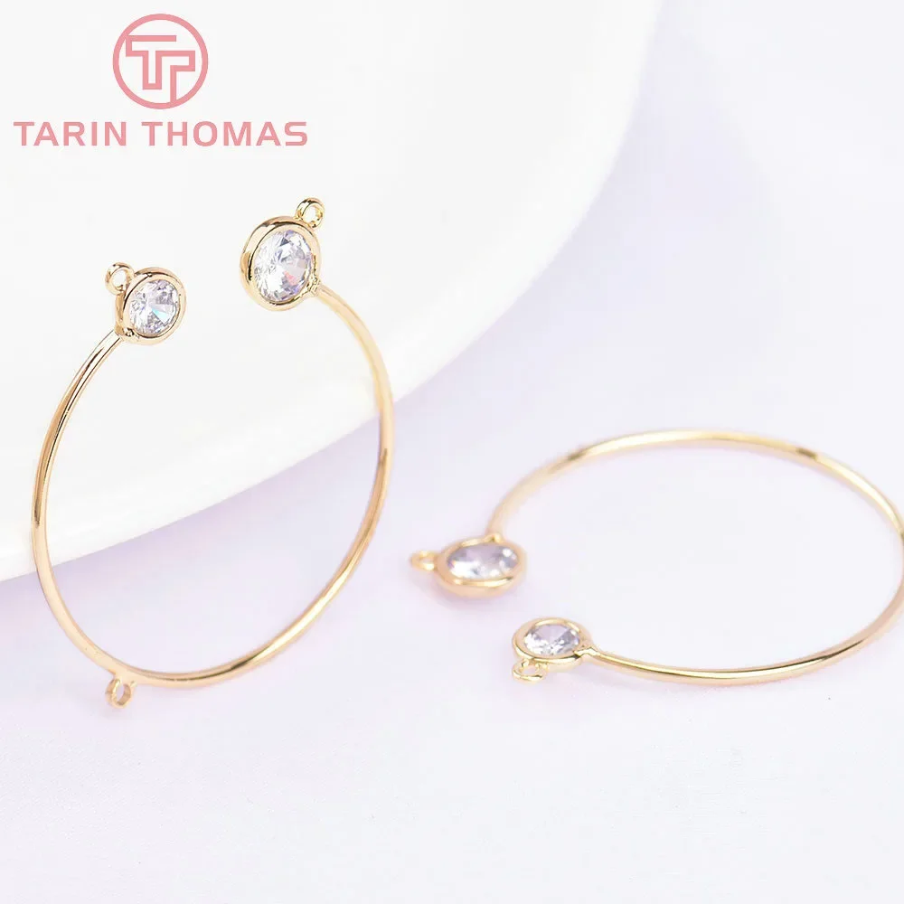 

Латунные подвески-кольца с цирконием, 4 шт., 30 мм, 24 к, золотистого цвета, фурнитура для изготовления ювелирных изделий своими руками, оптовая продажа, (5821)