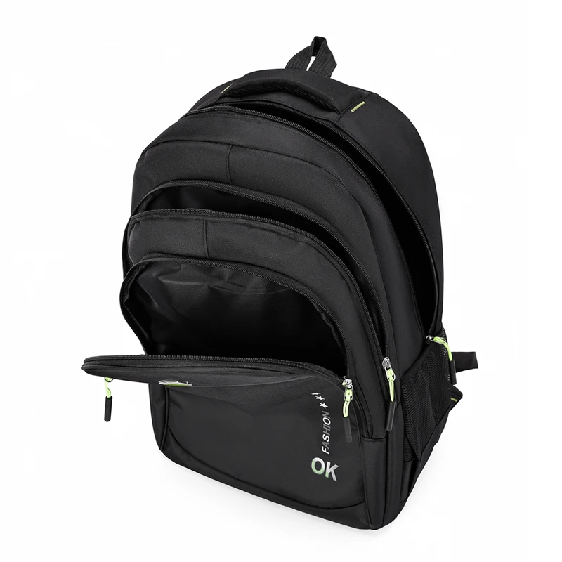 Large-capacity backpack, equipped with a 15.6-inch laptop compartment, multiple zippered pockets, padded shoulder strap, suitabl