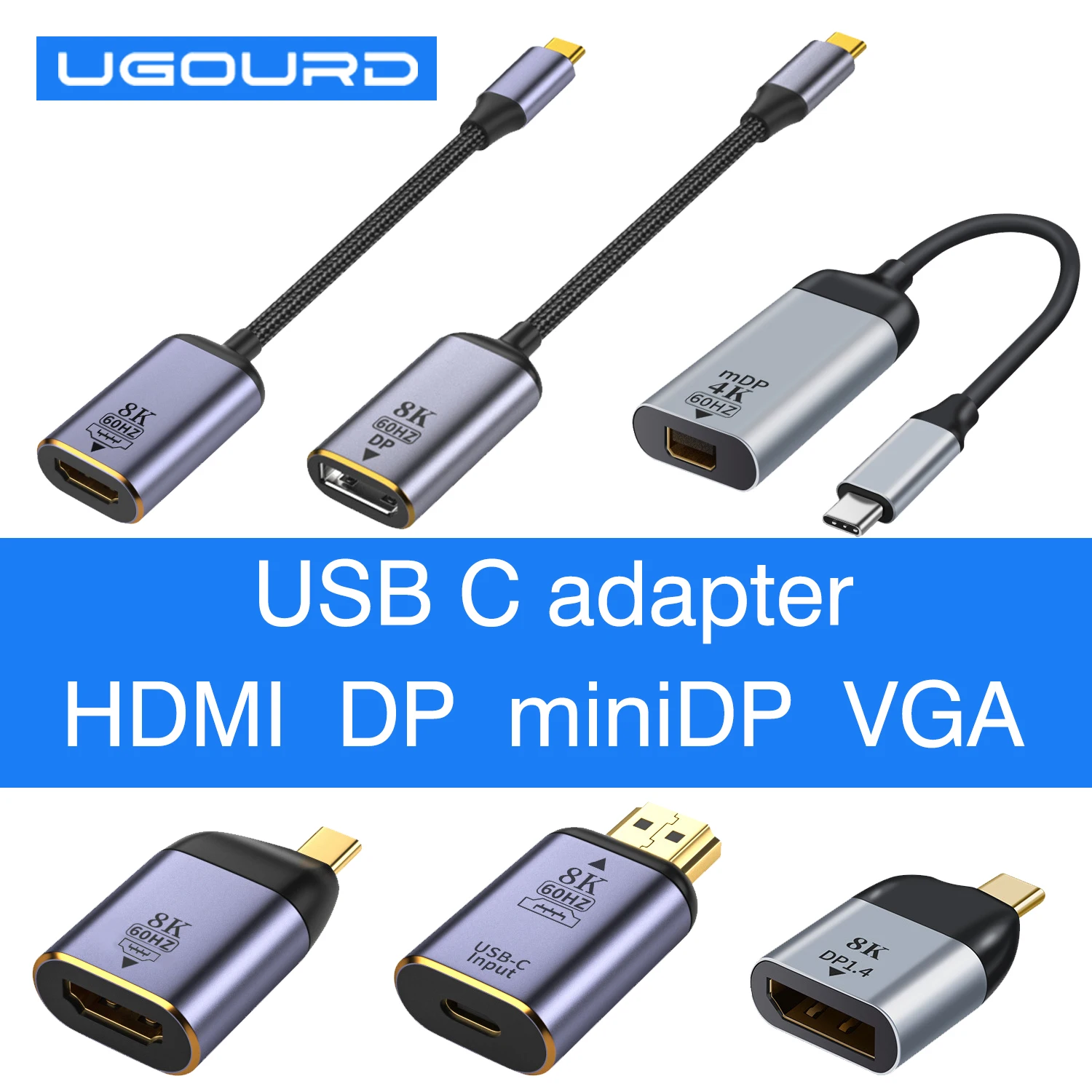 노트북 PC 맥북 프로 XPS 애플 TV 박스, PS5 스위치, 아이패드 아이폰 15 갤럭시용 어댑터, HDMI 8K USB C DP miniDP 4K VGA 