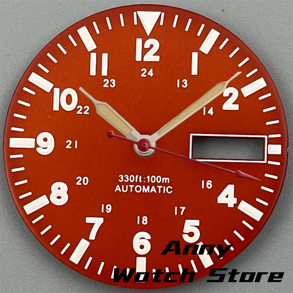 Green Luminous Dual Date Watch Dial with Hands Set