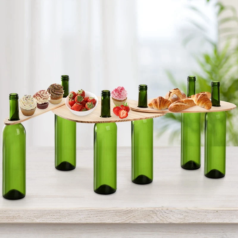 3 Pieces Wine Bottle Topper Serving Tray Wooden Topper Charcuterie Flat Serving Board Party Floating Cheese Wood 4