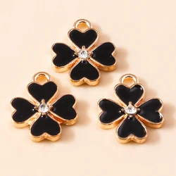 Set of 10 Enamel Flower Charms - Rose & Sakura Pendants (LE8 - 2 black)