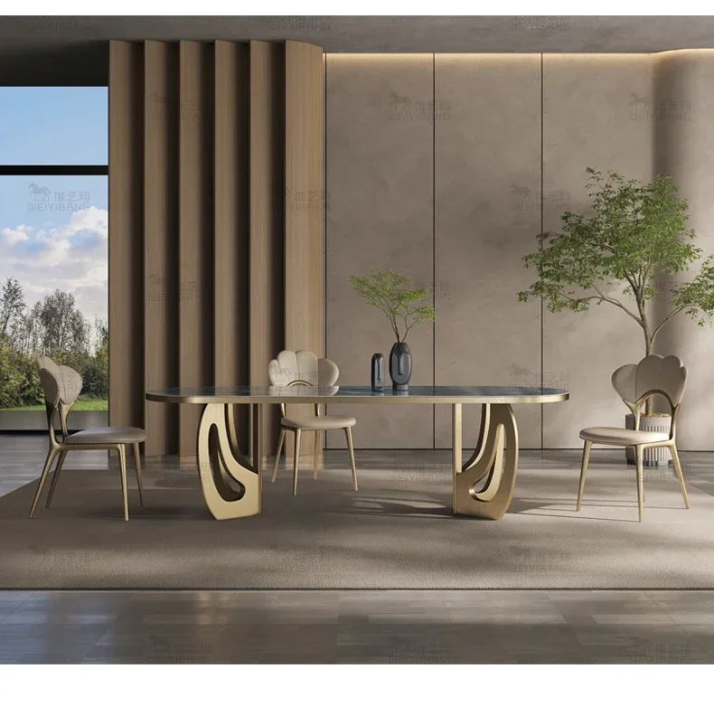 Luxury Kitcjen Dining Table Set 6 People Desk Legs Metal Marble Dining Table Coffee Multifunctional Mesa Comedor Home Furniture