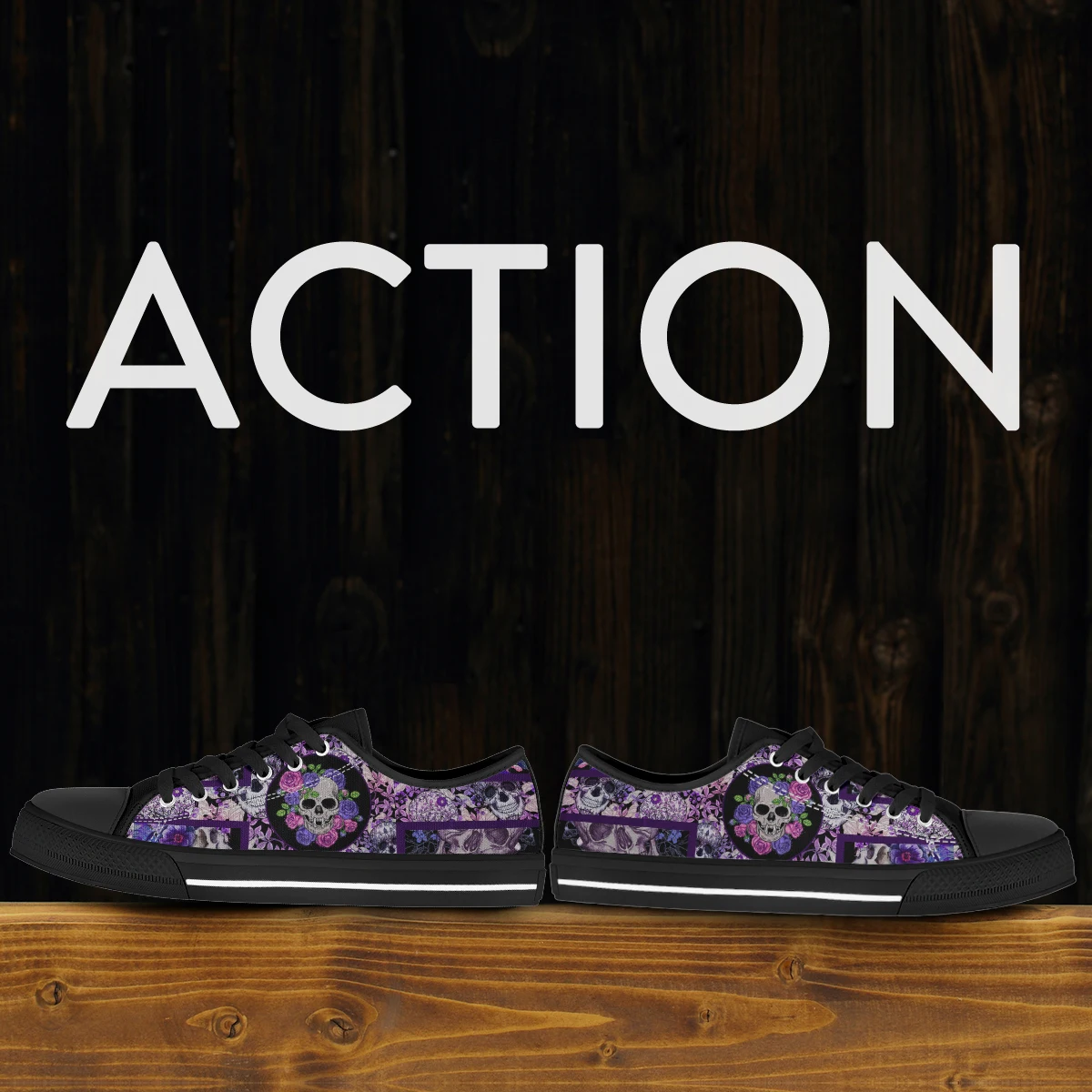 Blue Flower Skull Prints Casual Shoes Women Lace Up Flat Shoes Sneakers Women Fashion Designer Zapatillas Vulcanize Shoes