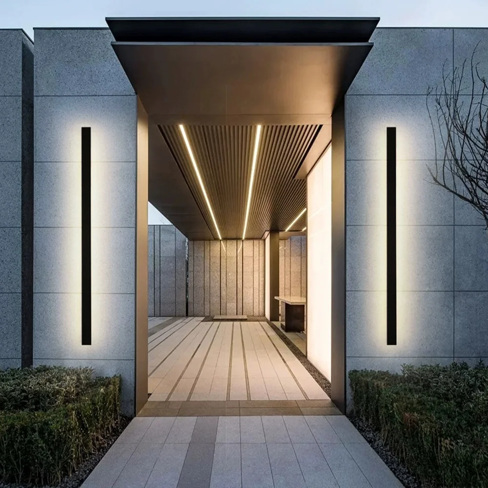 Long Strip Outdoor Wall Lamp Exterior Wall Ip65 Waterproof Modern LED Lighting Garden Villa Balcony Washer 85-265V Dimmable