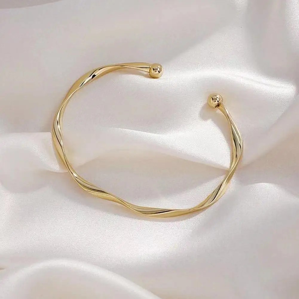 Retro Cuff Bracelet Blank Mobius Opening Bangles For Women Minimalism Twisted Wrist Jewelry Accessories Wife Mom Birthday Gifts 6