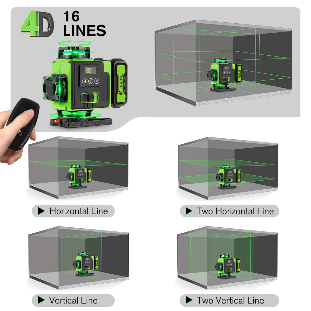 16 Lines Laser Level APP Remote Control Horizontal Vertical Levels Machine Power