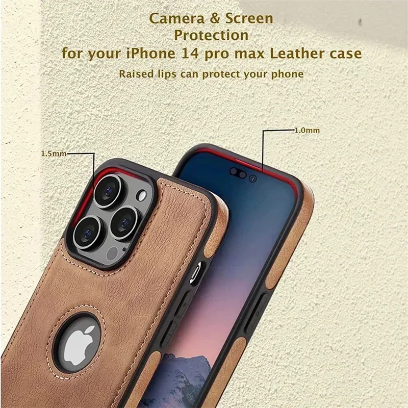 Premium Business Leather Phone Case - Slim & Stylish with Logo Cutout