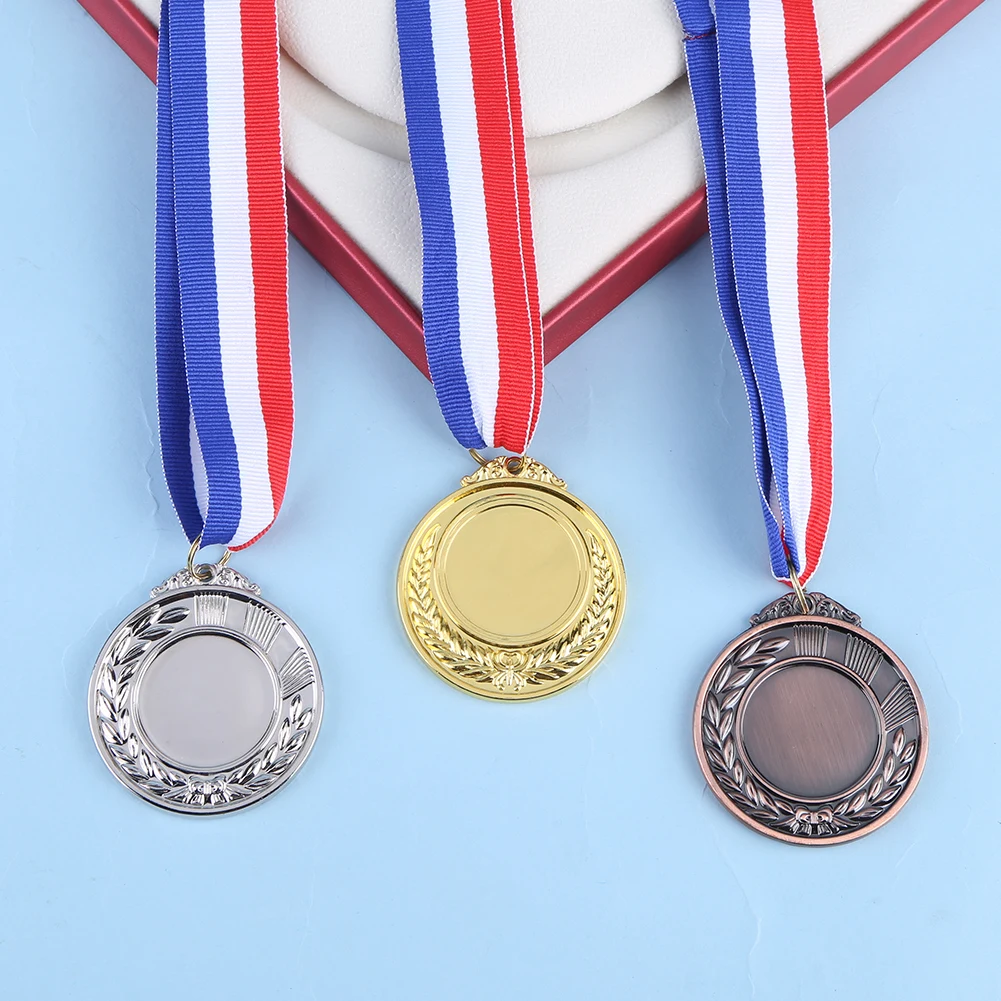 5.2cm Gold/Silver/Bronze Medal Award Medals with Neck Ribbon Sports Rewards Metal Winner Medals for Competitions Party Race