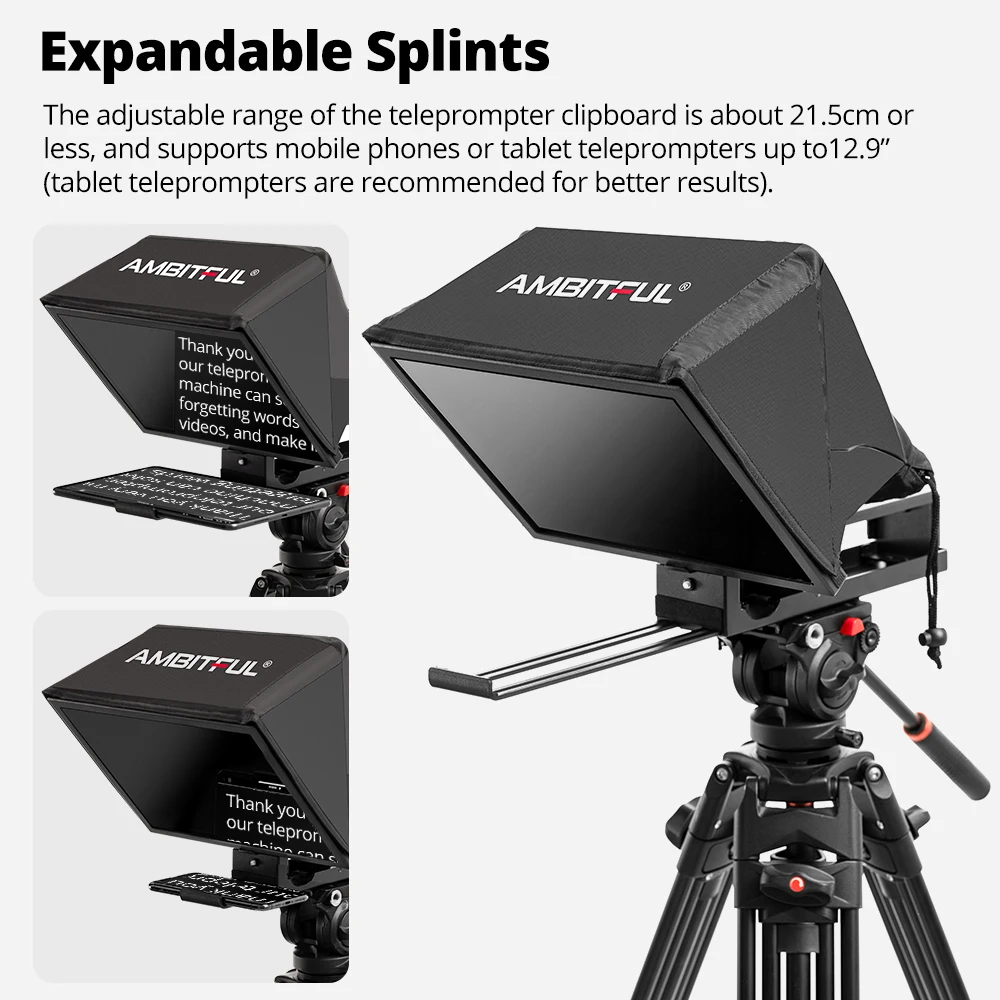 Ambitful T14Pro 대형 스크린 프롬프터 전문 인터뷰 접이식 텔레프롬프터 스마트폰 DSLR 카메라 라이브 비디오 녹화