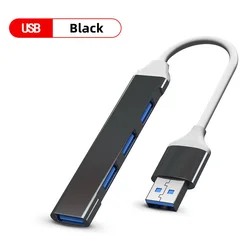 High-Speed 4-Port USB Hub with Type-C Splitter (Usb Black)