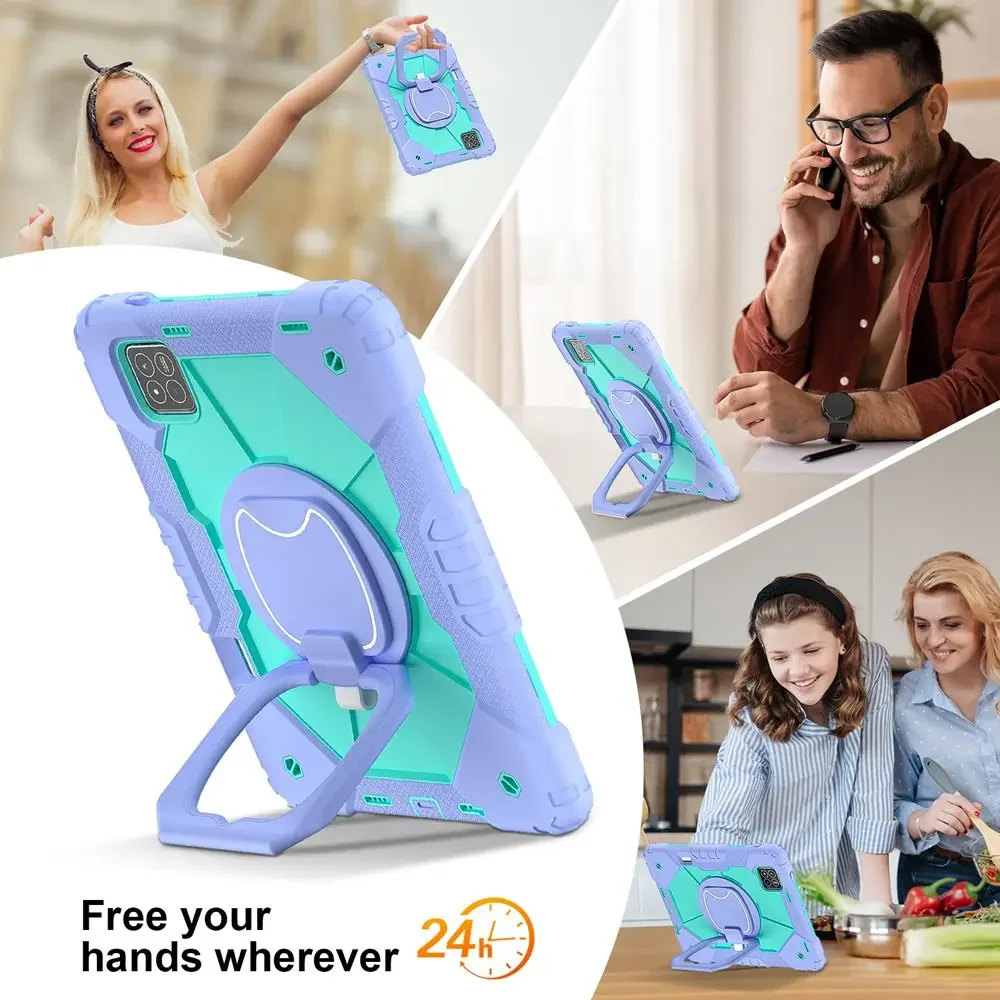Colorful Kids Tablet Cover with Strap - Durable TPU Silicone+PC Protection
