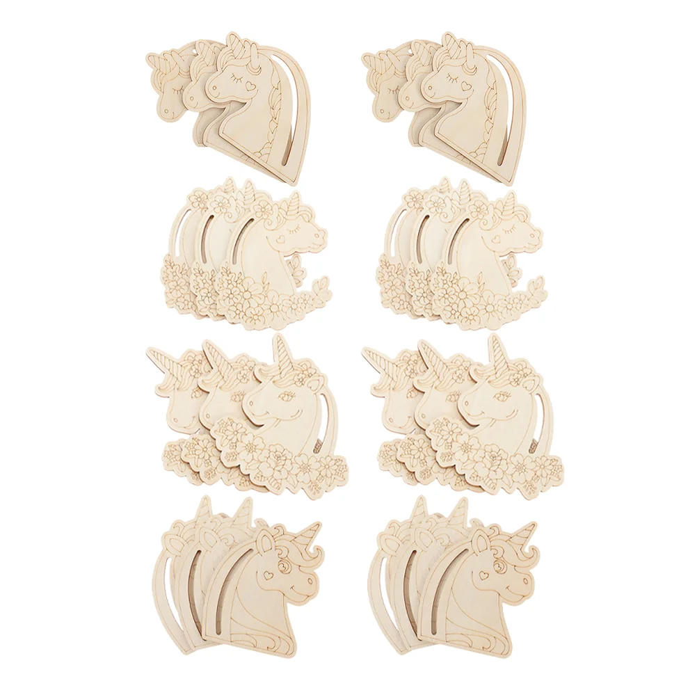 

24Pcs Wooden DIY Unicorn Cutouts Unicorn Crafts Wood Unicorn Unfinished Cutouts