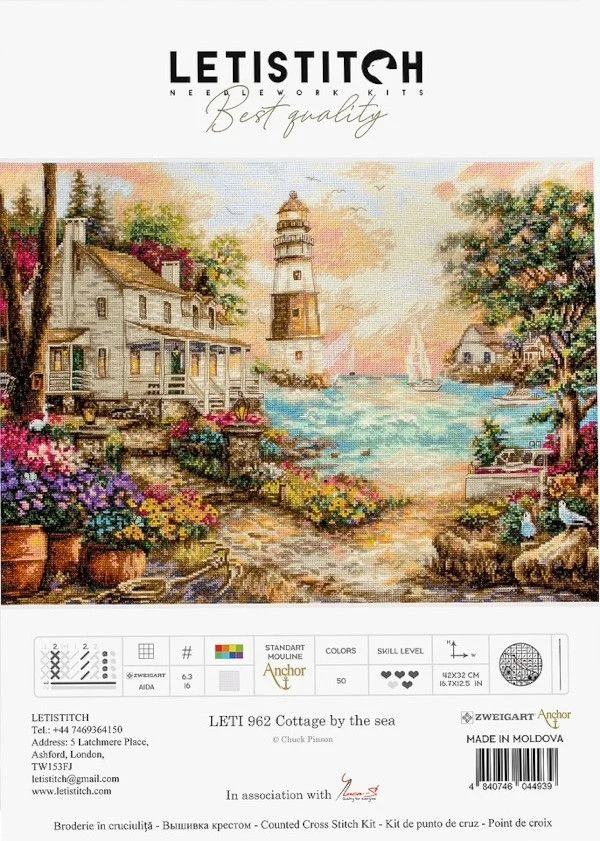 Egyptian Cotton Self-Made Cross Stitch Kits, Lighthouse and Cabin, By the Sea, 58-46, Genuine Product