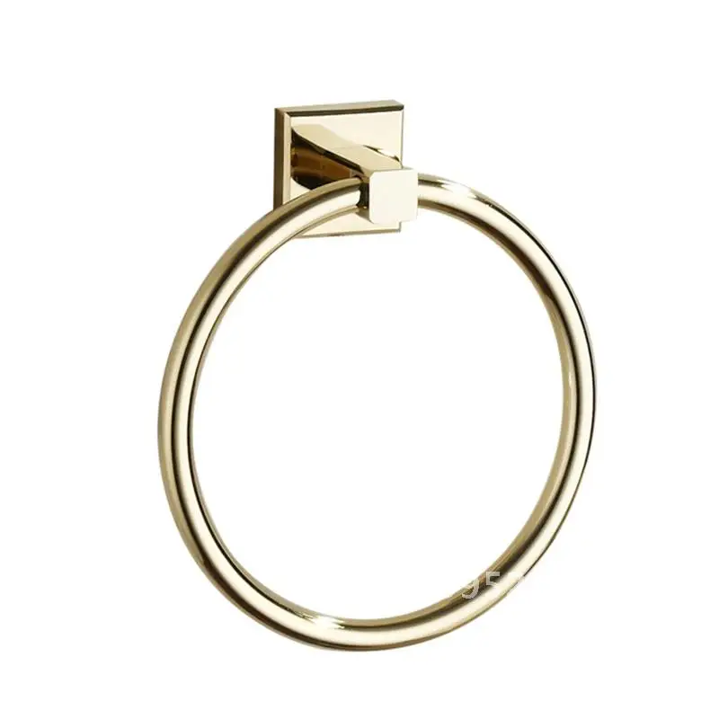 Round Towel Rings European Wall-Mounted Soild Brass Gold Towel Rings Holder Ring Bathroom Style