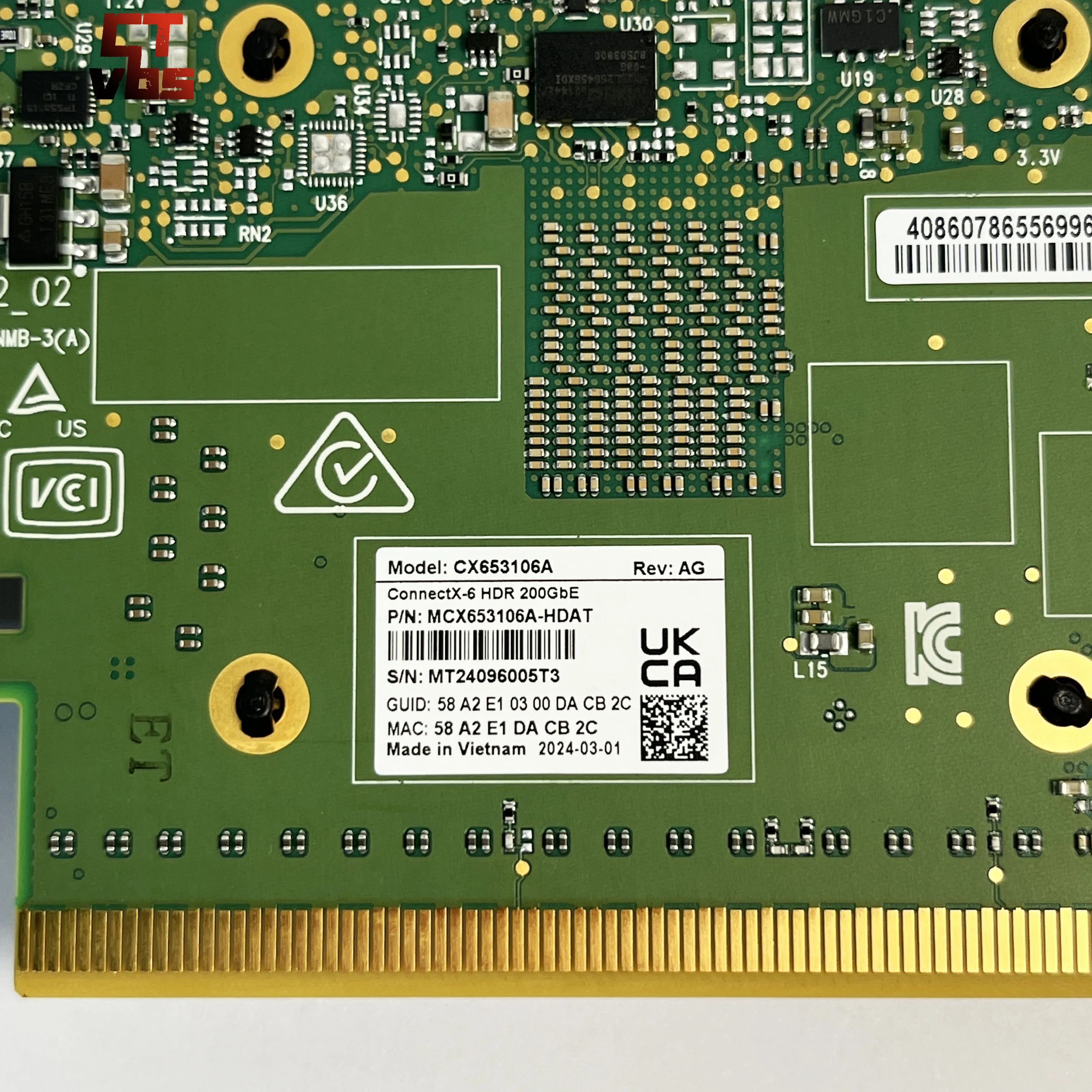 MCX653106A-HDAT Mellanox ConnectX-6 VPI 어댑터, HDR IB(200Gb/s) 및 200GbE, 듀얼 포트 QSFP56, PCIe4 PCIe3.0 x 16 브래킷 모두