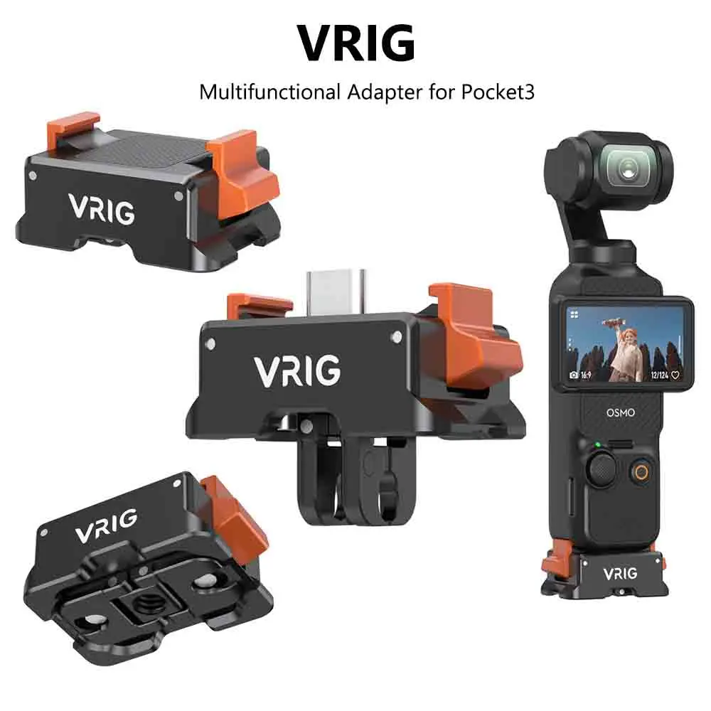 VRIG Multifunction Pocket 3 Quick Release Magnetic Charging Base w 1/4" Arca/Gopro/AC Mount for Osmo Pocket 3 Camera Accessories