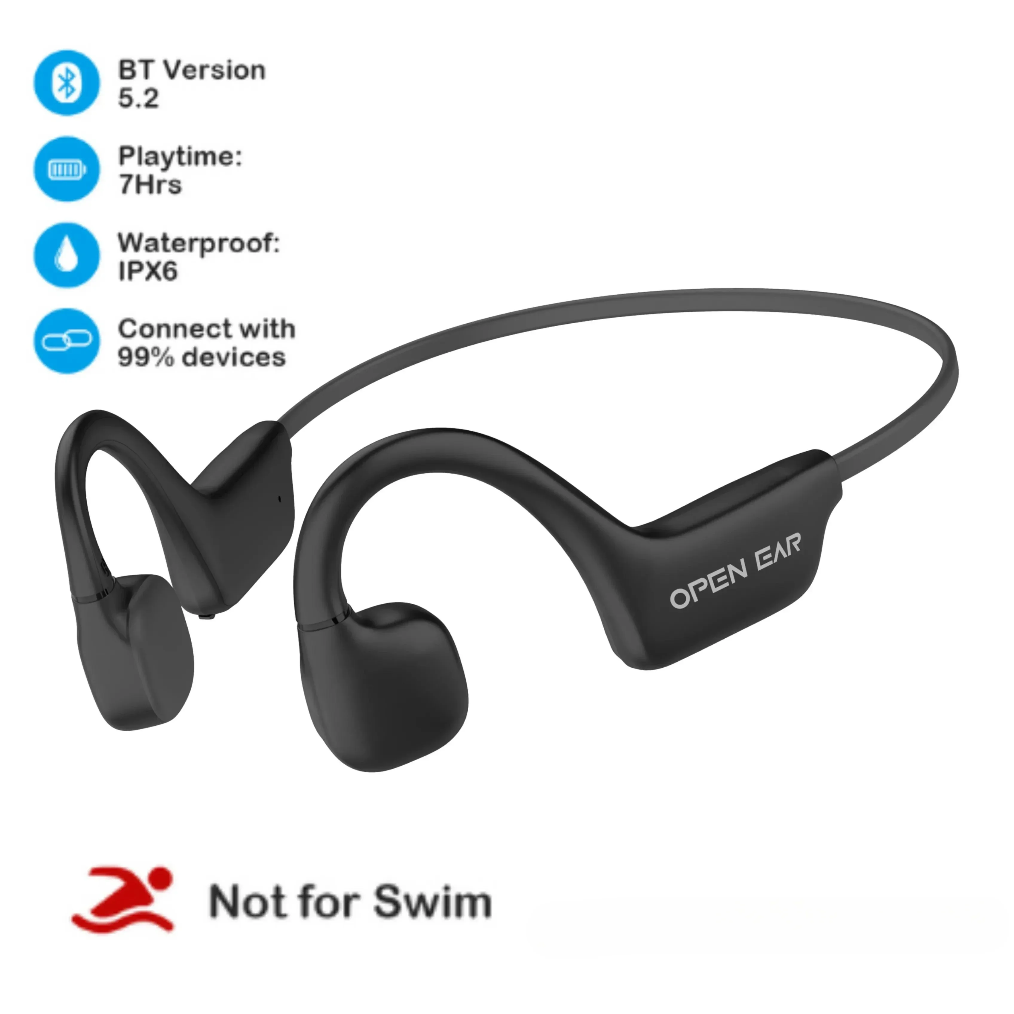 

TWS Bone X1 Wireless Bluetooth Headset Bone Conduction HiFi Stereo Earbuds Sports Earphones Waterproof Headset with Mic