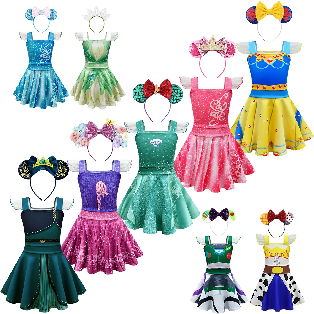 Halloween Christmas Girl Elsa Anna Dress Carnival Jessie Cruella Dress Up Encanto Costume Festa Di Compleanno Bambino Principessa Copricapo