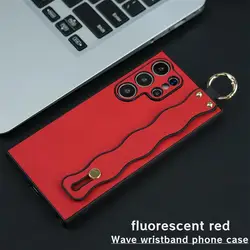 Luxury Wave Wrist Strap PU Leather Shockproof Case - Fashion Back Cover - Samsung S25plus (Red)