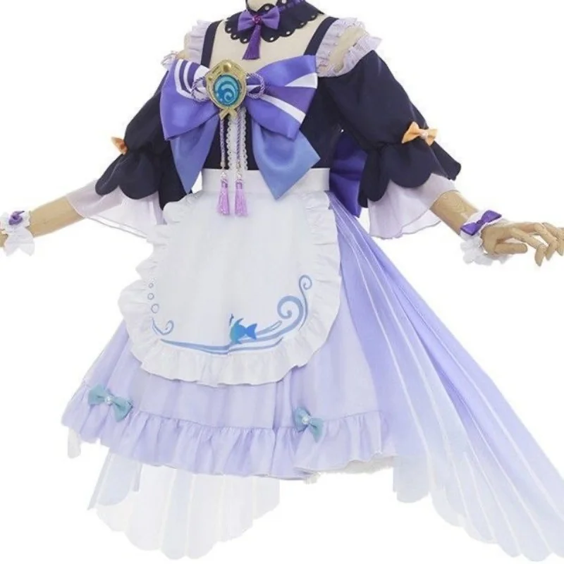 

Black Silk Genshin Impact Coral Palace Xinhai Hefeng Maid Dresses Cosplay European Style Versatile Cat Gives Skirt and Performs