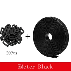 Versatile Hook and Loop Adjustable Fastening Straps with Buckles for Cable Management and Organization (5Meter Black)